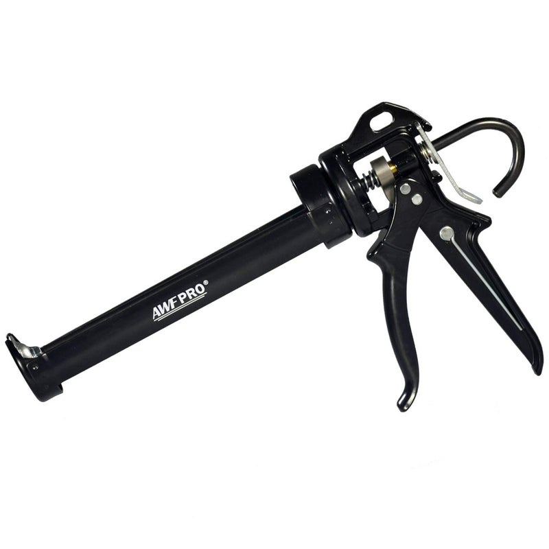 AWF PRO Heavy Duty Caulk Gun, 18:1 Thrust Ratio, Steel Frame Construction, Rotating Barrel, Ladder Hook, Puncture Tool & No Drip Pressure Release Tab, 10 oz Caulking Gun - Image 1